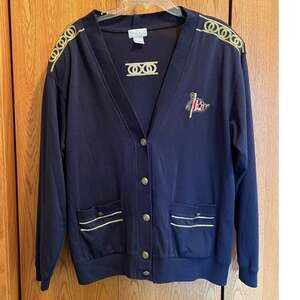 Tara Vanessa Nautical Cardigan Preppy Vintage Blue sweater, Women's size M